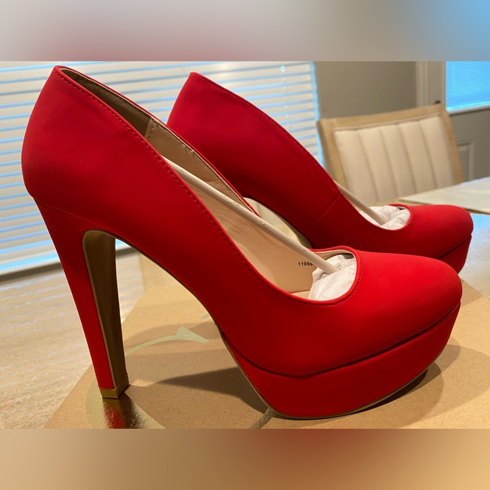 Charlotte Russe Red Nubuk Heels